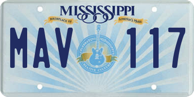 MS license plate MAV117