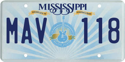 MS license plate MAV118