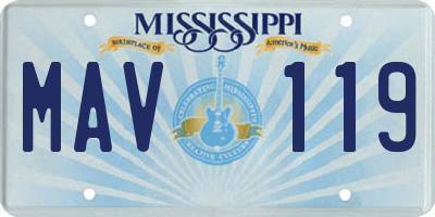 MS license plate MAV119