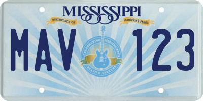MS license plate MAV123