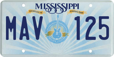 MS license plate MAV125