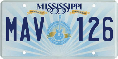 MS license plate MAV126