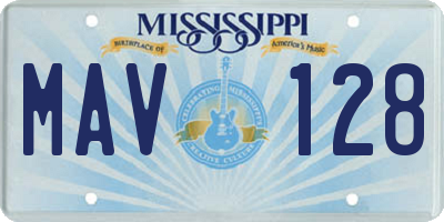 MS license plate MAV128