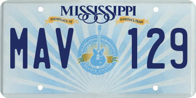 MS license plate MAV129