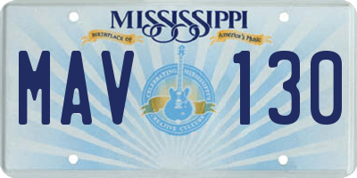 MS license plate MAV130