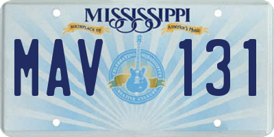MS license plate MAV131