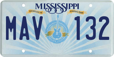 MS license plate MAV132