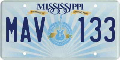 MS license plate MAV133