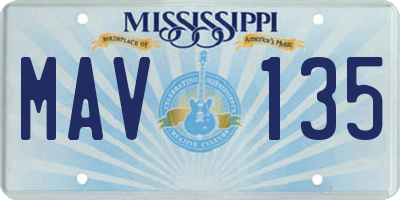 MS license plate MAV135