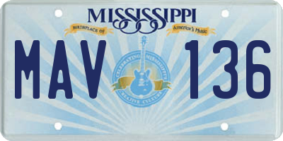 MS license plate MAV136