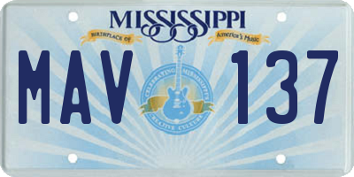 MS license plate MAV137