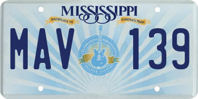 MS license plate MAV139