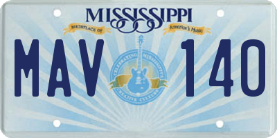 MS license plate MAV140