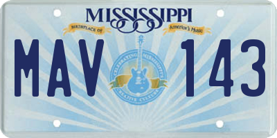 MS license plate MAV143