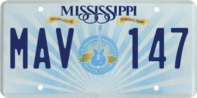 MS license plate MAV147