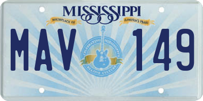 MS license plate MAV149
