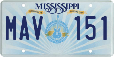 MS license plate MAV151