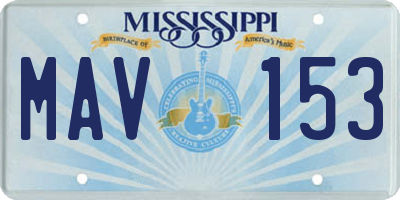 MS license plate MAV153