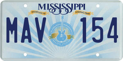 MS license plate MAV154
