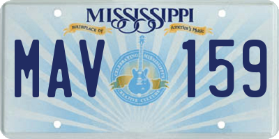 MS license plate MAV159