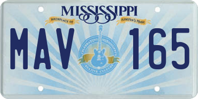 MS license plate MAV165