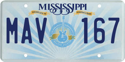 MS license plate MAV167