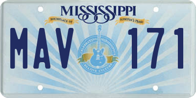 MS license plate MAV171