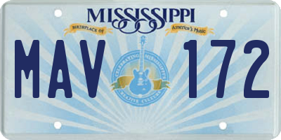 MS license plate MAV172