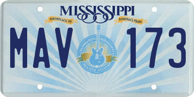 MS license plate MAV173