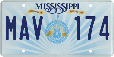 MS license plate MAV174
