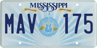 MS license plate MAV175