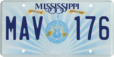 MS license plate MAV176
