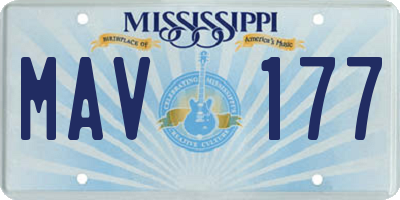 MS license plate MAV177