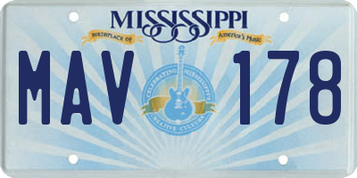 MS license plate MAV178