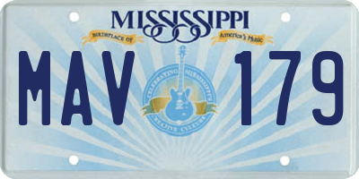 MS license plate MAV179