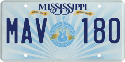 MS license plate MAV180