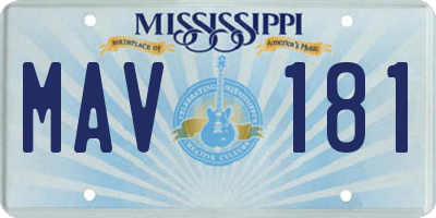 MS license plate MAV181