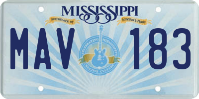 MS license plate MAV183