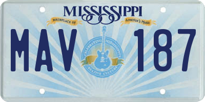 MS license plate MAV187