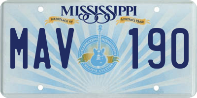 MS license plate MAV190