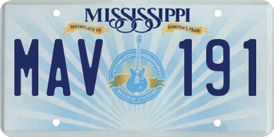 MS license plate MAV191