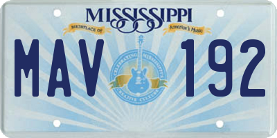 MS license plate MAV192