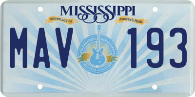 MS license plate MAV193