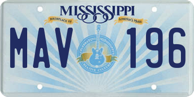 MS license plate MAV196