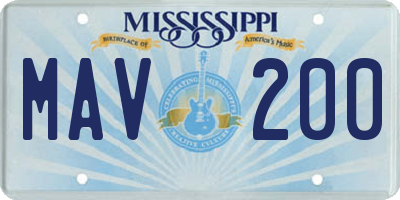 MS license plate MAV200