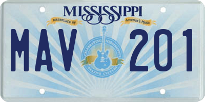 MS license plate MAV201
