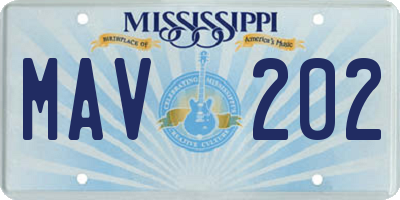 MS license plate MAV202