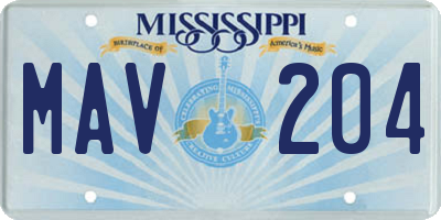 MS license plate MAV204