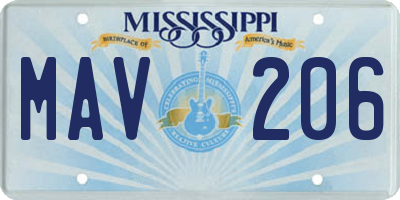 MS license plate MAV206