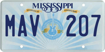 MS license plate MAV207